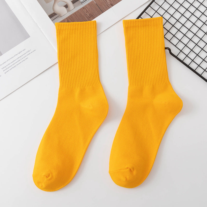 Calcetines de algodón hasta la rodilla de color liso para mujer