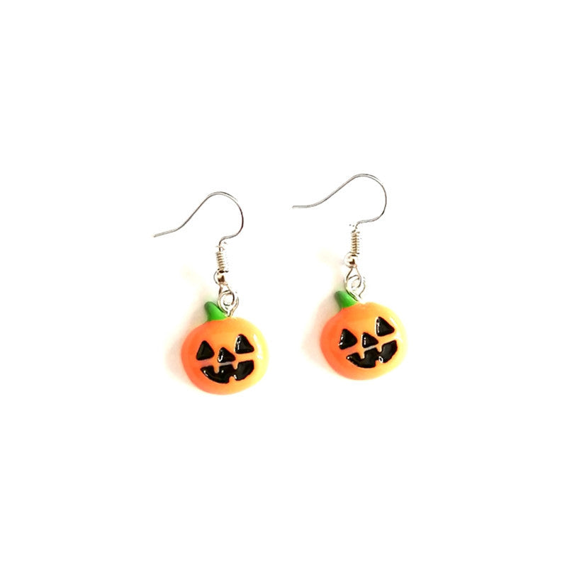 Pendientes colgantes de calabaza de resina de Halloween para mujer