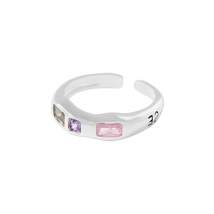 Anillo de amor multicolor de aleación de circón irregular para mujer