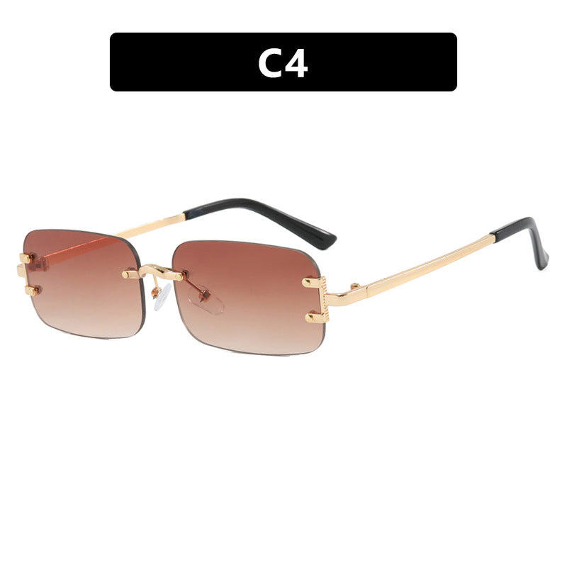 Gafas de sol cuadradas sin montura informales de moda para mujer