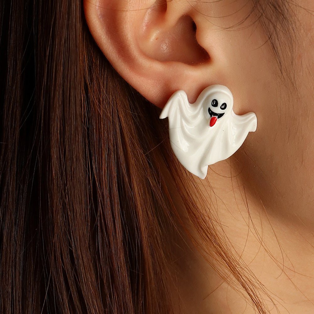 Halloween Resin Ghost Pumpkin Earrings for Women