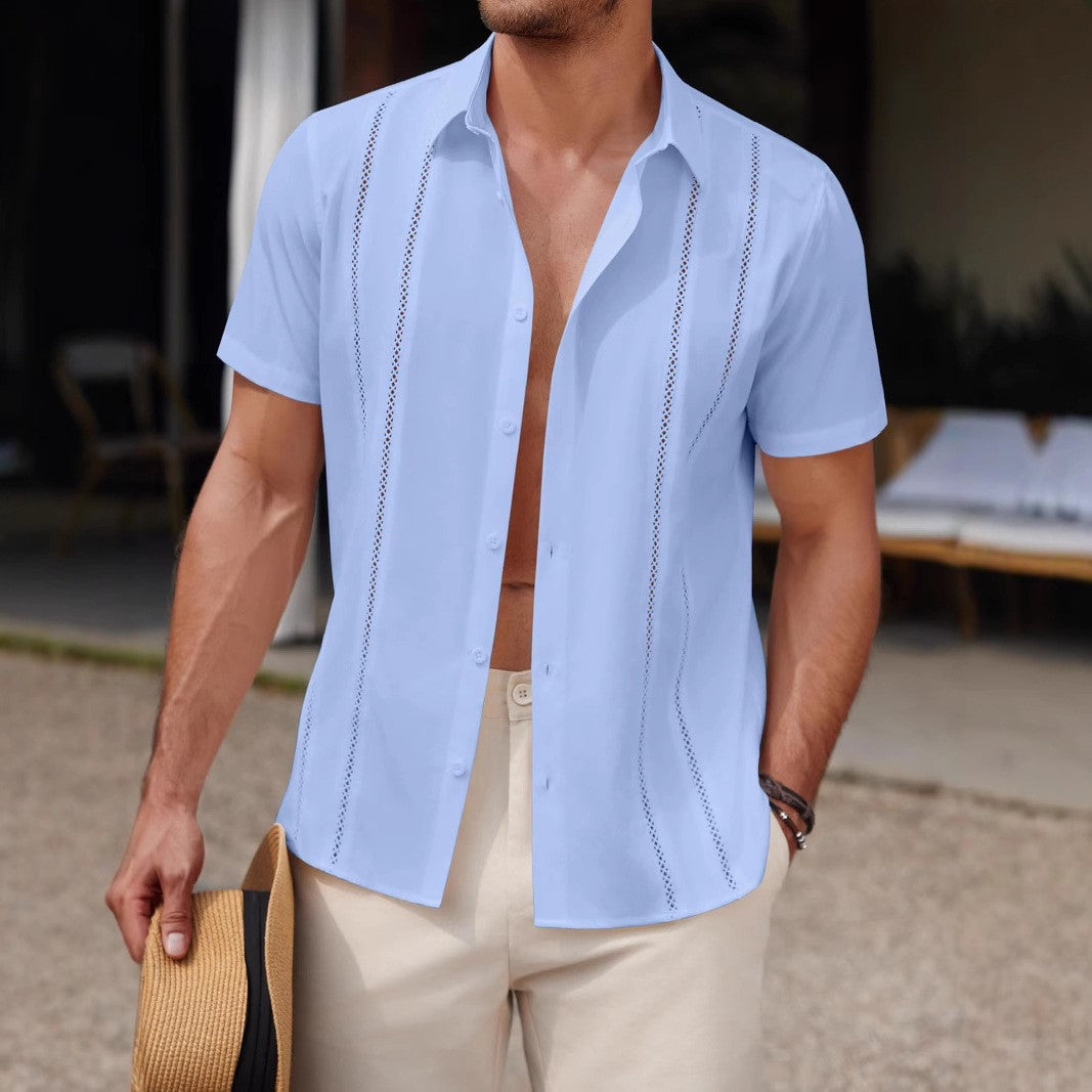 Men's Fashion Casual Solid Color Short-Sleeve Shirt