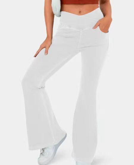 Women Fashion Casual High Waist Flared Jeans Viscose Fiber