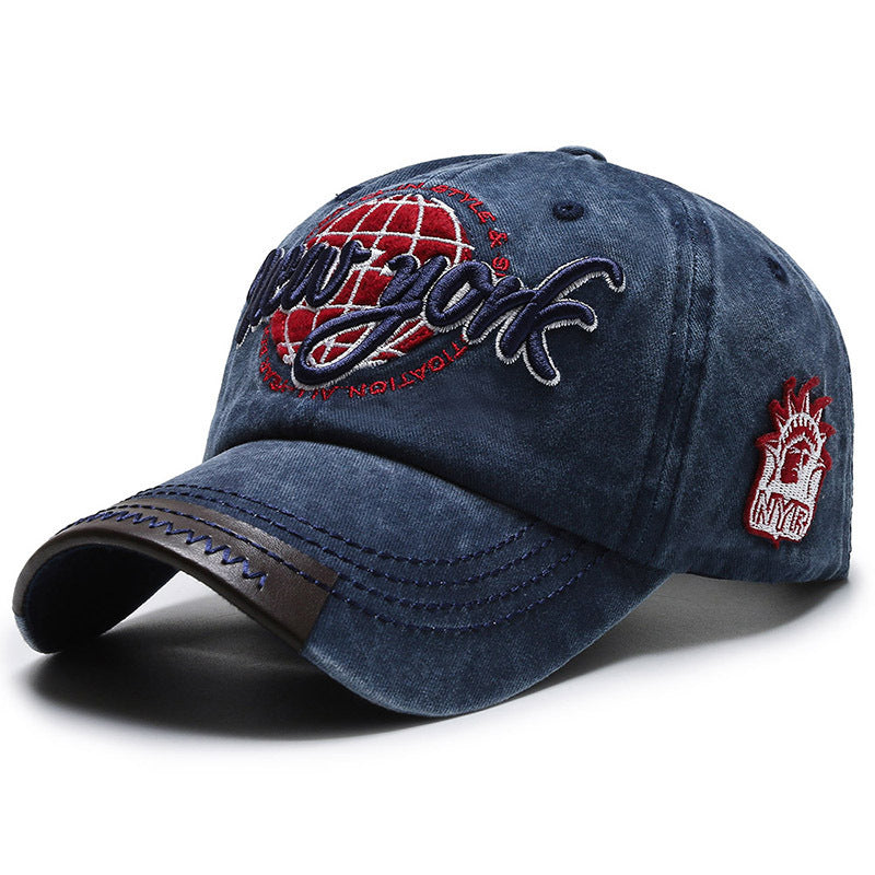 Casquette en coton brodée avec lettres vintage et style rétro