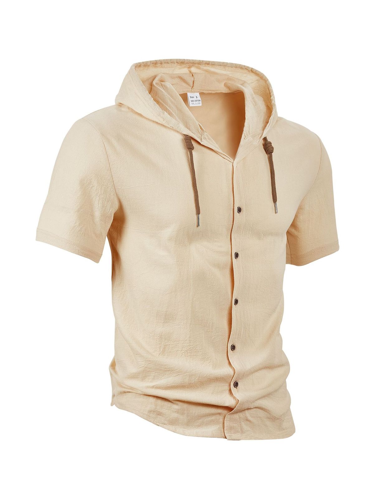 Sweat à capuche à manches courtes en coton et lin pour homme, style décontracté, tendance et polyvalent