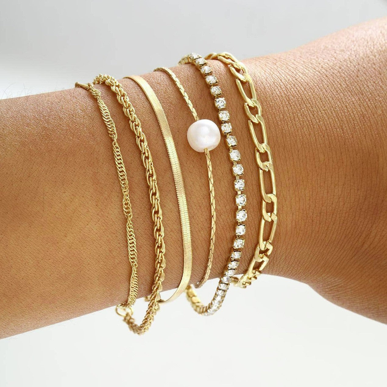 Conjunto de pulseras de cadena multicapa bohemias para mujer
