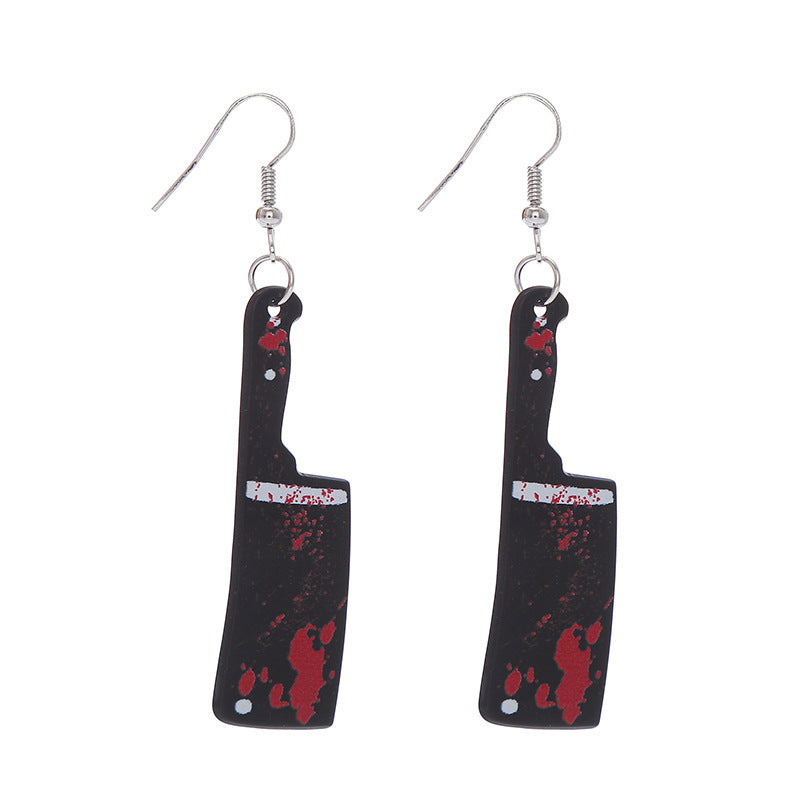 Boucles d'oreilles couteau en acrylique pour femme, motif horreur, humoristique, Halloween