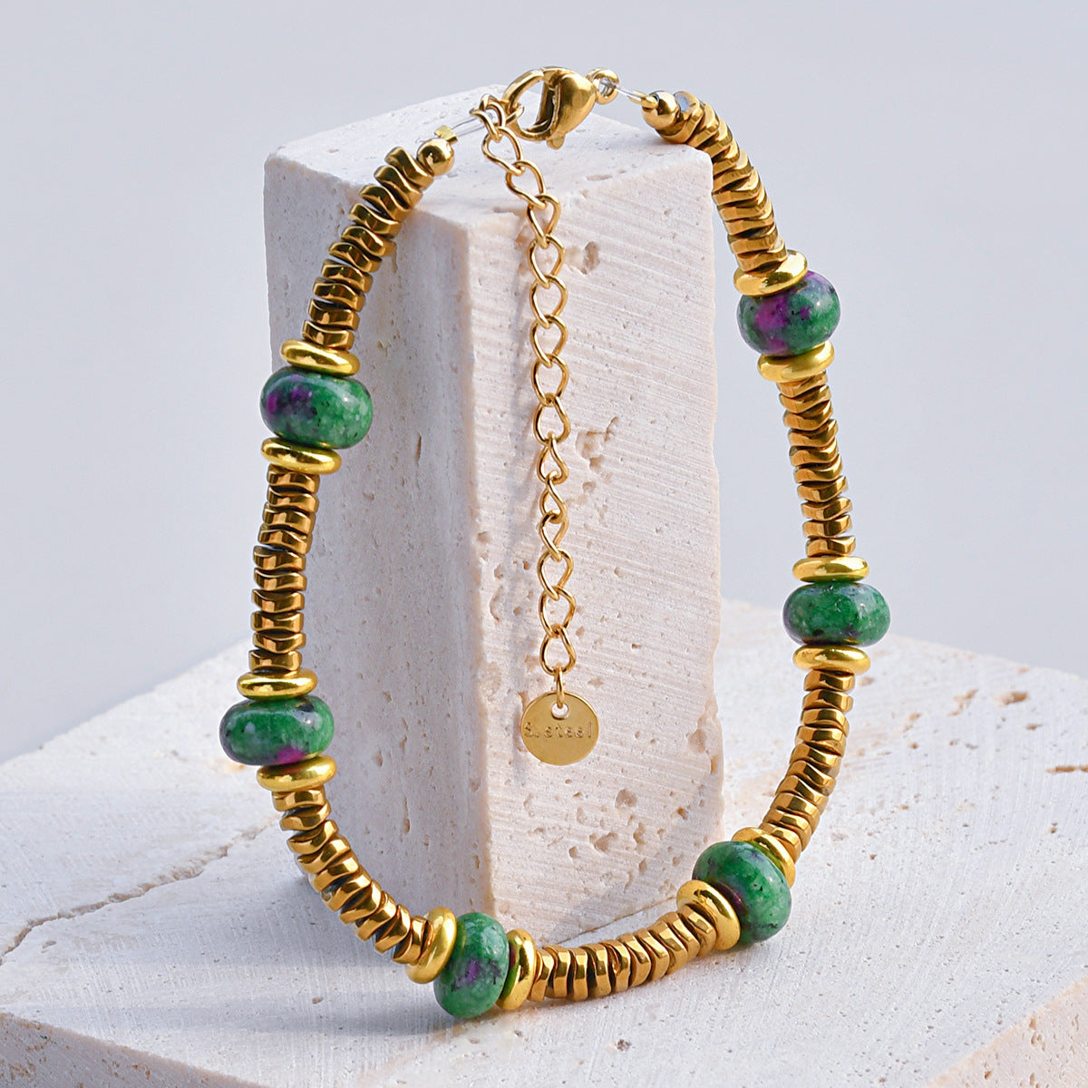 Pulsera de cuentas de piedra natural bohemia para mujer