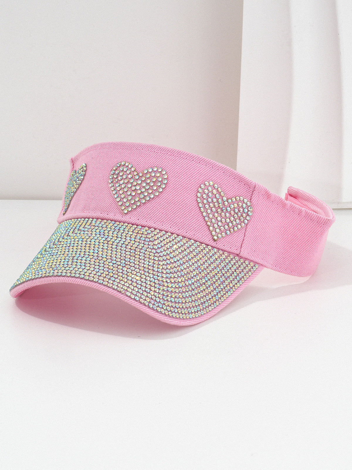 Gorra de béisbol para pareja con diamantes de imitación en forma de corazón