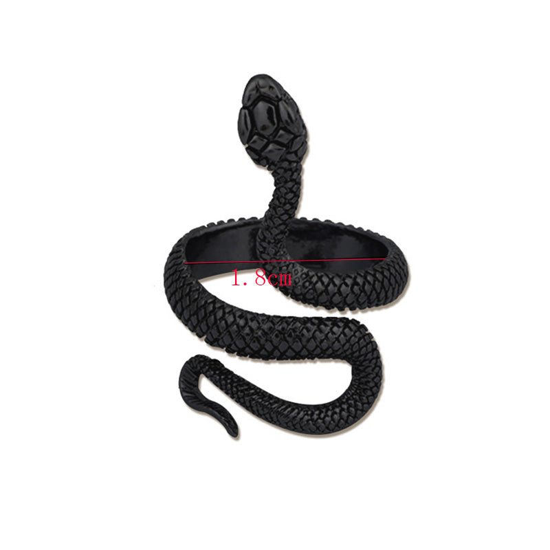 Anillo de serpiente de Halloween chapado en plata antigua exagerado para hombre