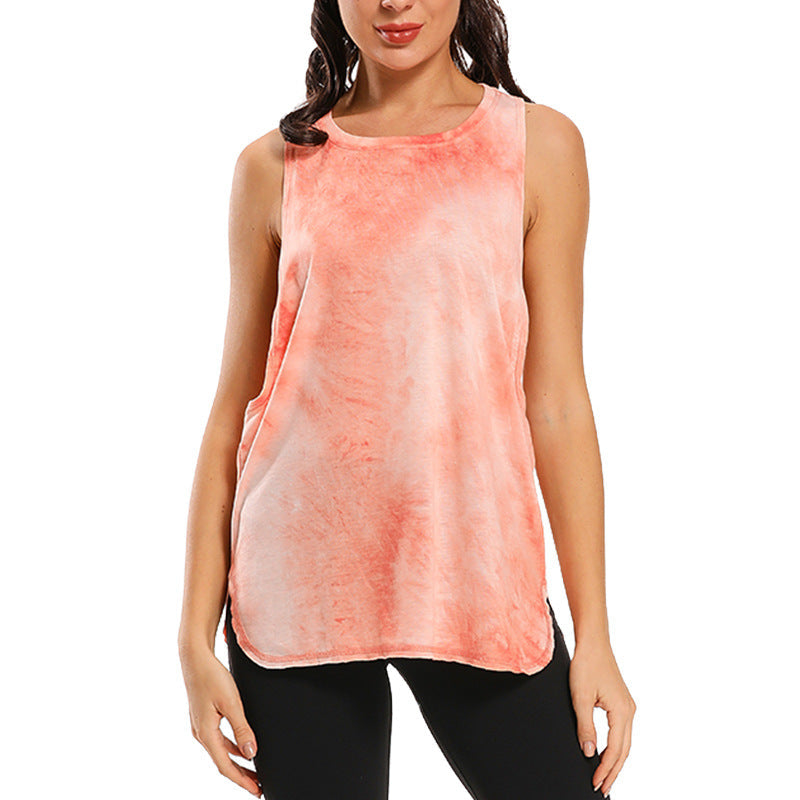 Top de yoga holgado con estampado tie-dye para mujer