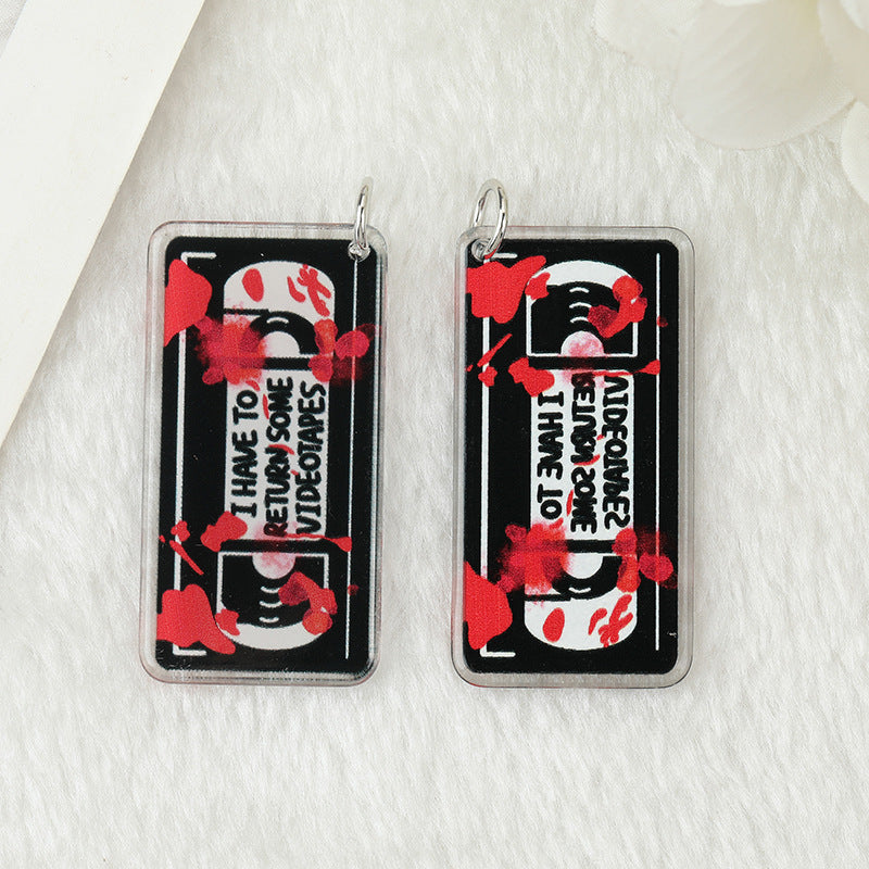 Pendientes de calavera acrílica de doble cara para mujer, de Halloween