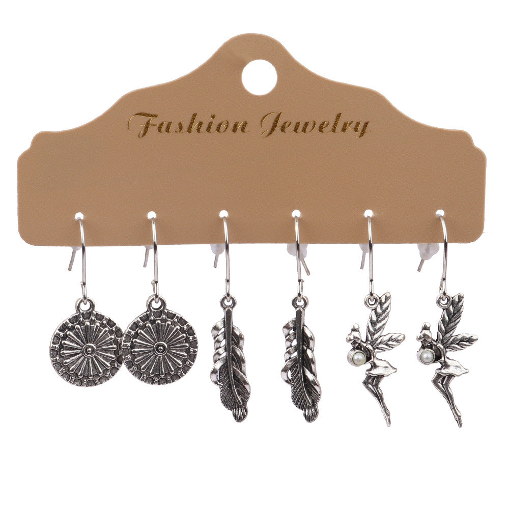 Conjunto de pendientes con borlas creativas retro de estilo étnico bohemio