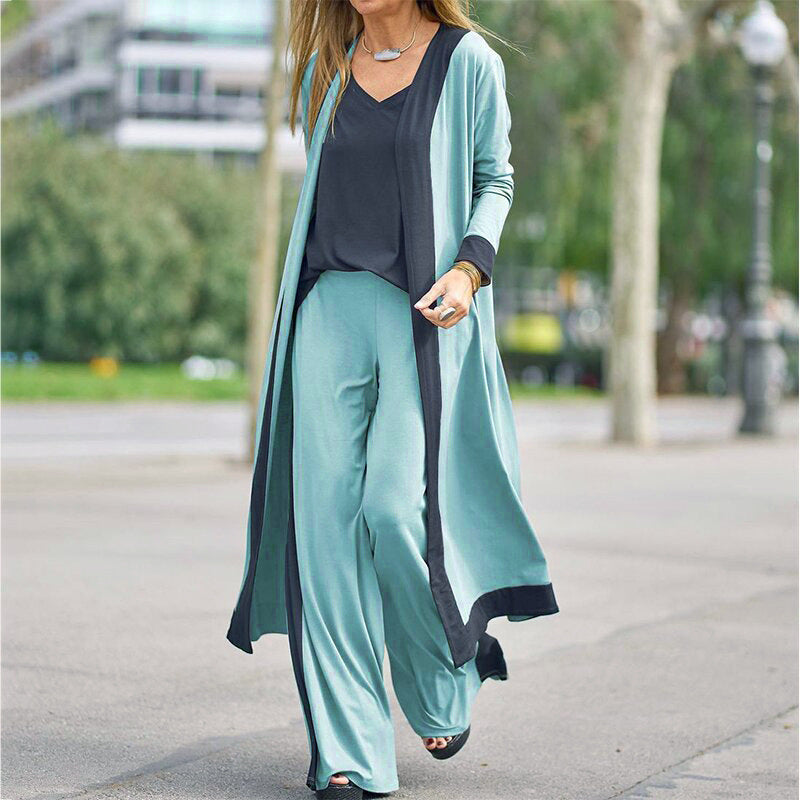 Conjunto de camiseta sin mangas informal de color contrastante a la moda para mujer