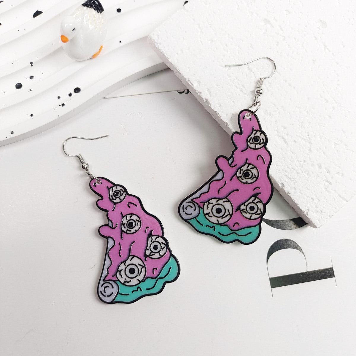 Pendientes acrílicos de Halloween para mujer con diseño de calavera de Diablo, fresa y lápida