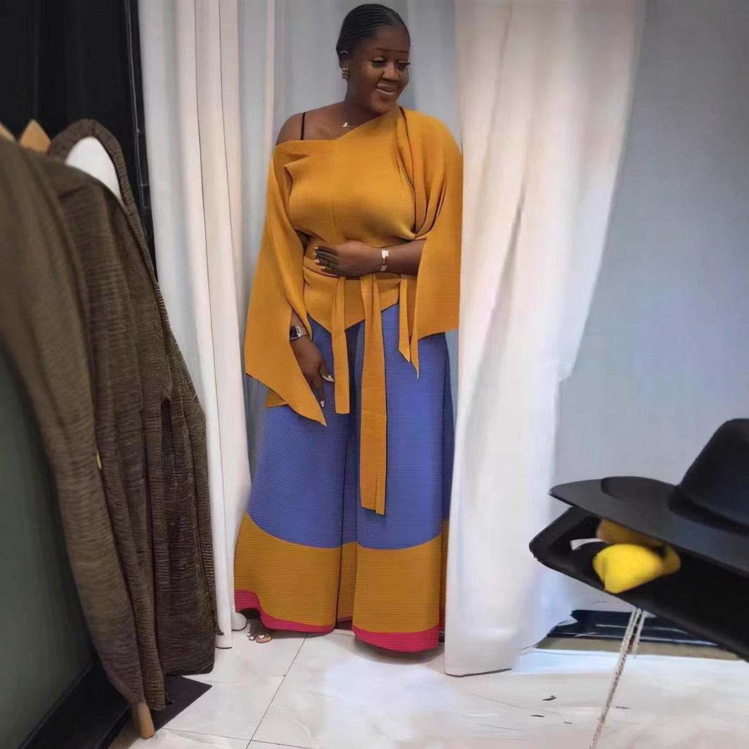African Plus Size Women Casual Fashion Pants Set