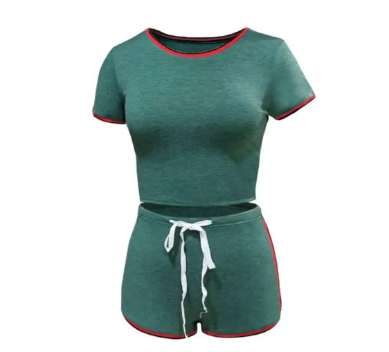 Conjunto de camiseta informal de moda para mujer con contraste de color