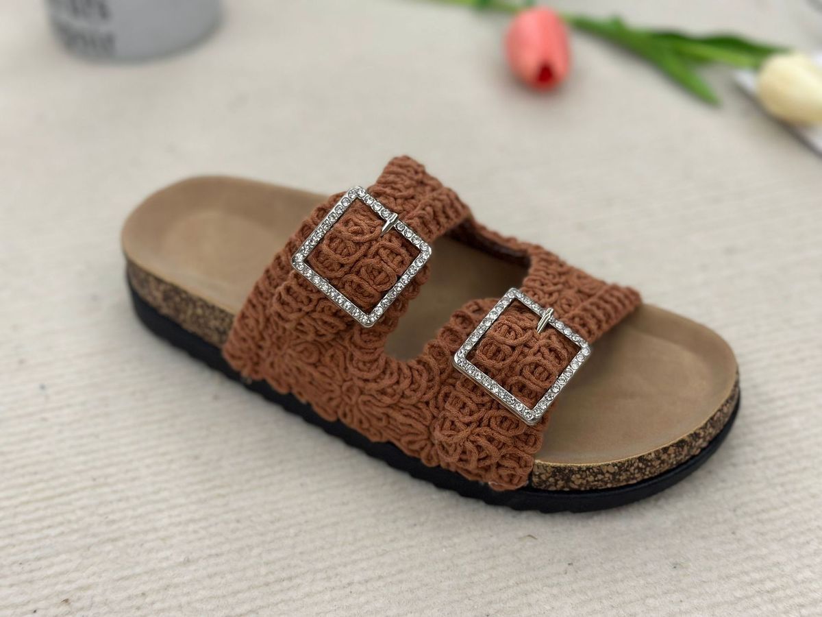 Women's Casual Vacation Woven Double Buckle Slippers