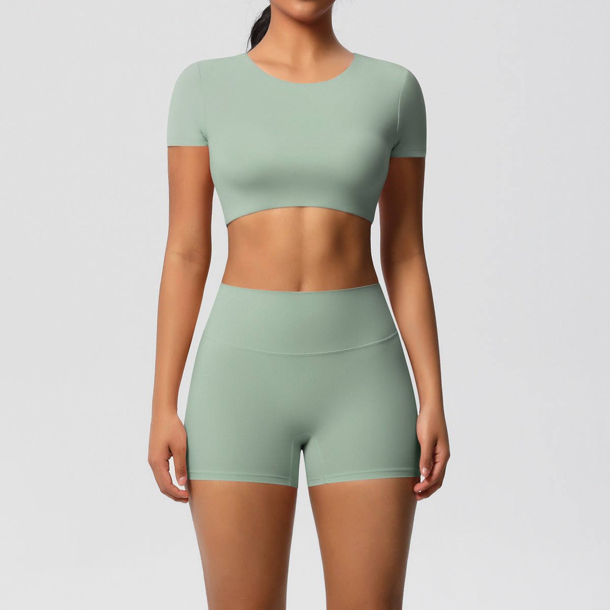 Ensemble de sport deux pièces de yoga pour femmes, couleur unie