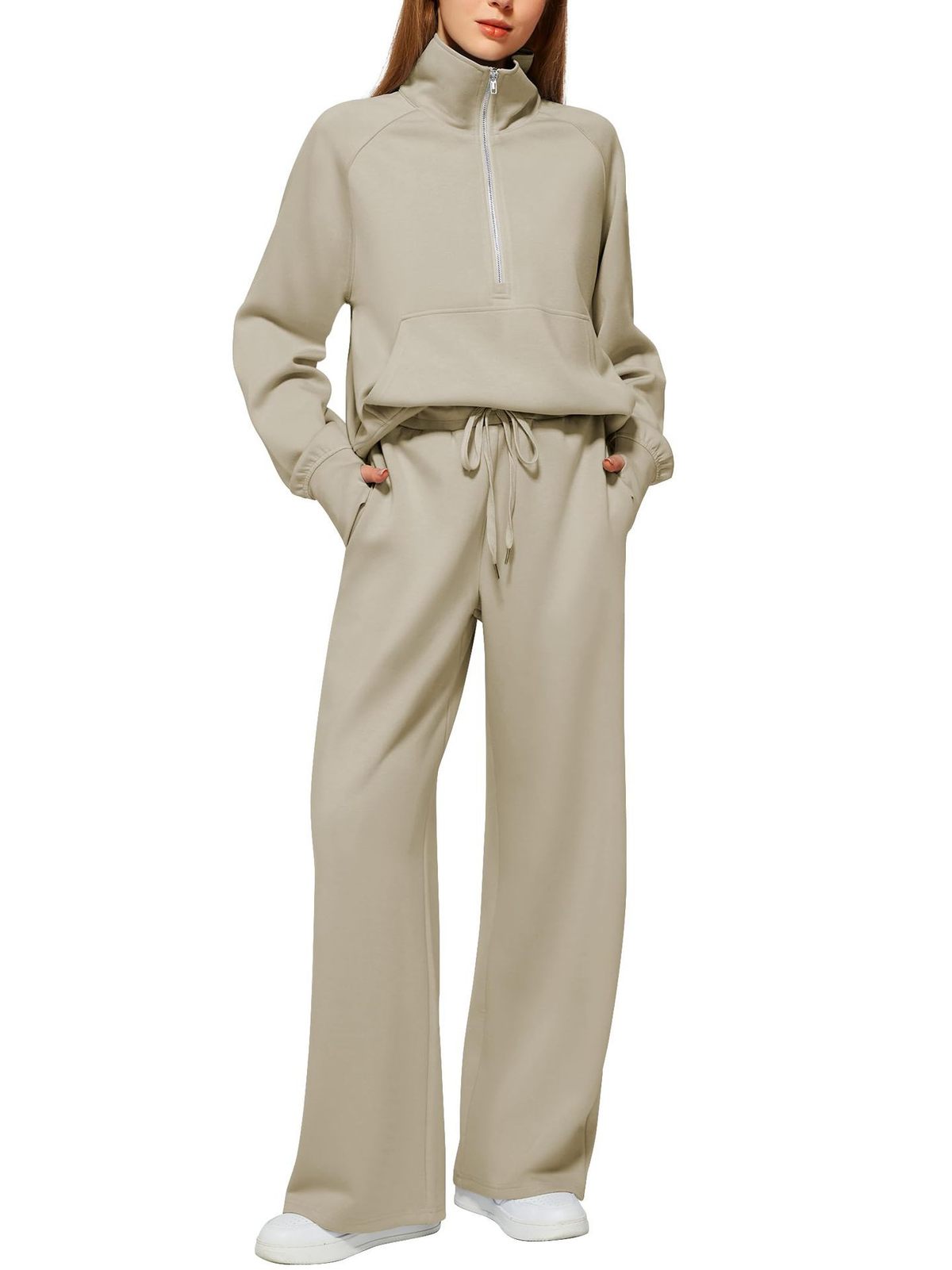 Oversized Women Two-Piece Hoodie and Wide-Leg Pants Set