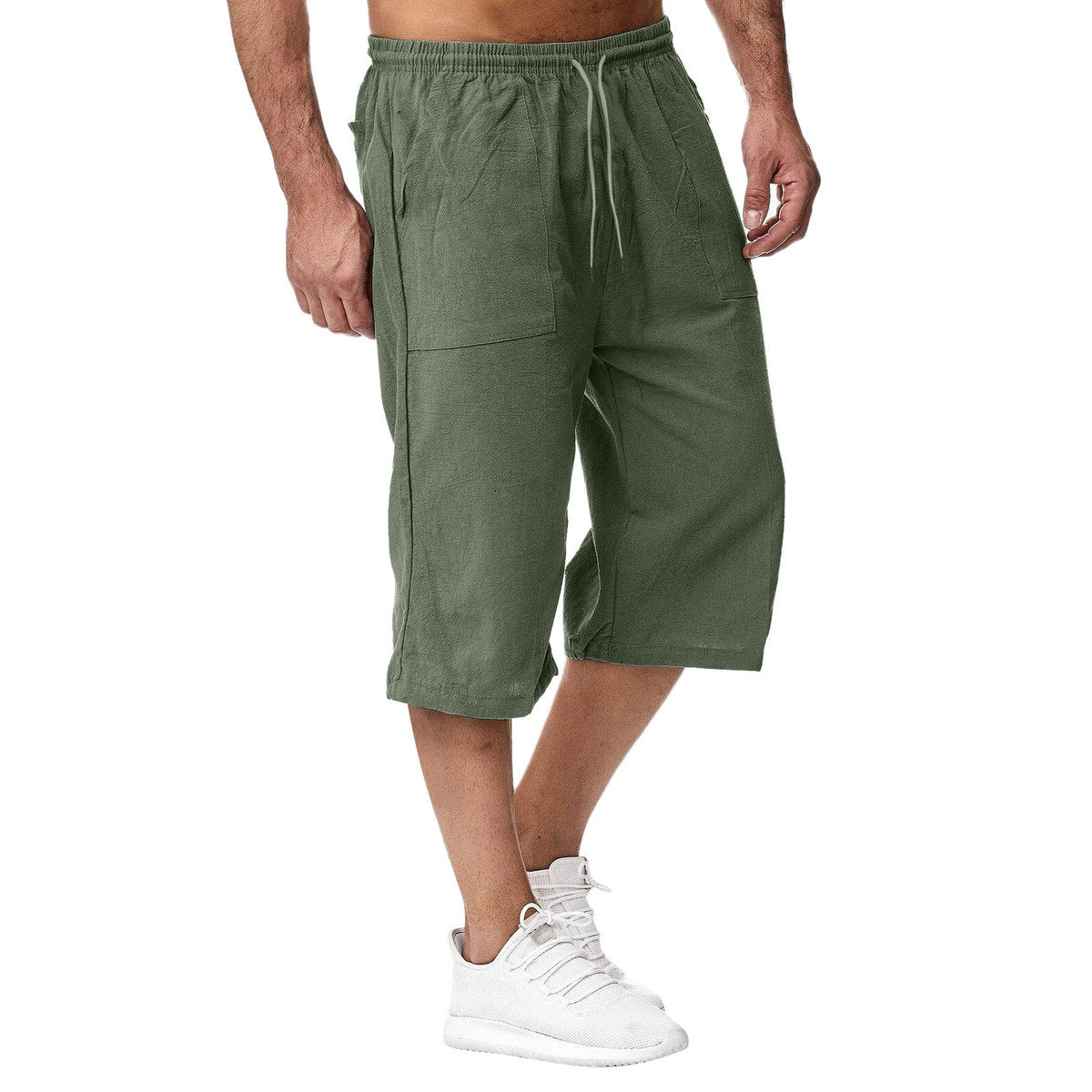 Men Casual Cotton And Linen Summer Cropped Pants