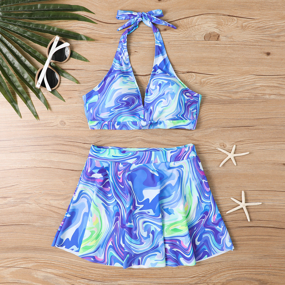 Maillot de bain bikini à lacets et imprimé tendance pour femme