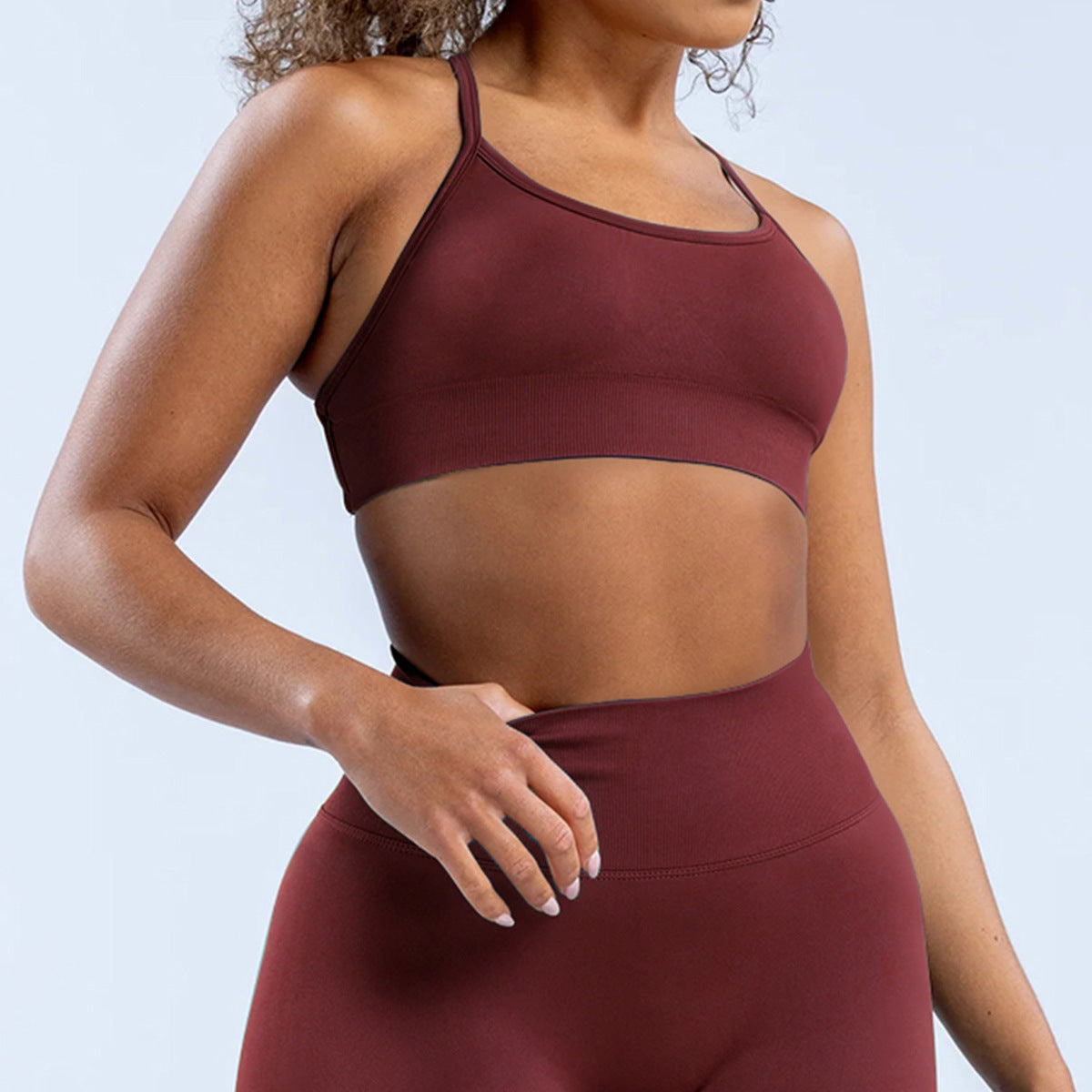 Soutien-gorge de yoga dos nu sans coutures, couleur unie, décontracté, pour femmes
