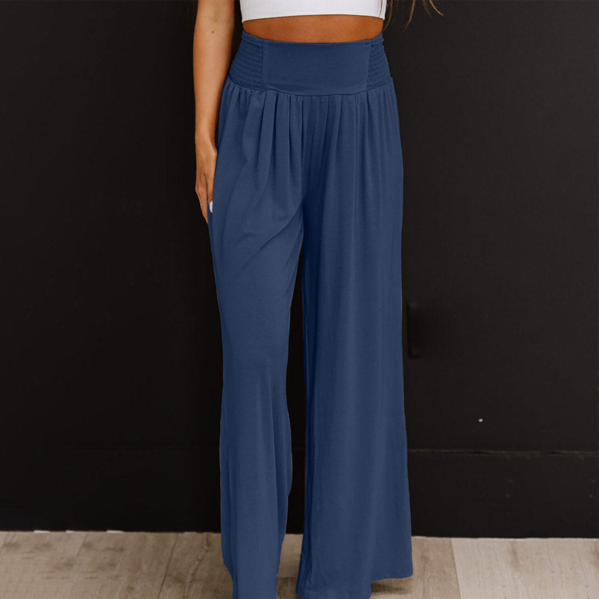 Women Casual Solid Color Cotton And Linen Pants