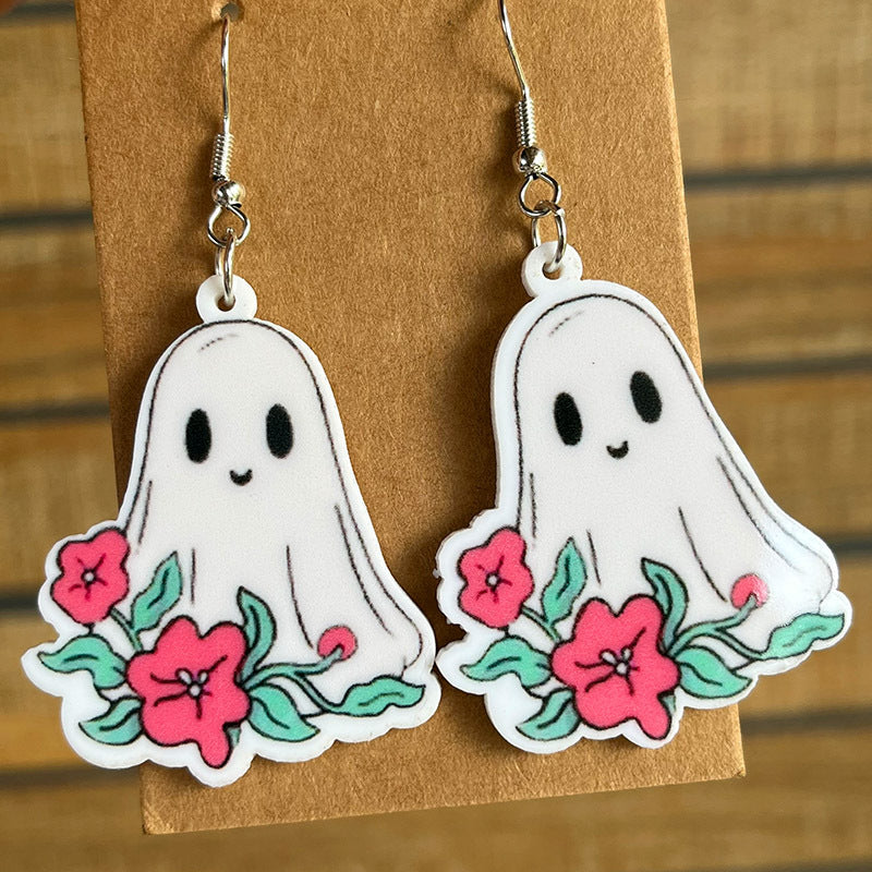 Pendientes de Halloween con forma de calabaza, fantasma y murciélago para mujer