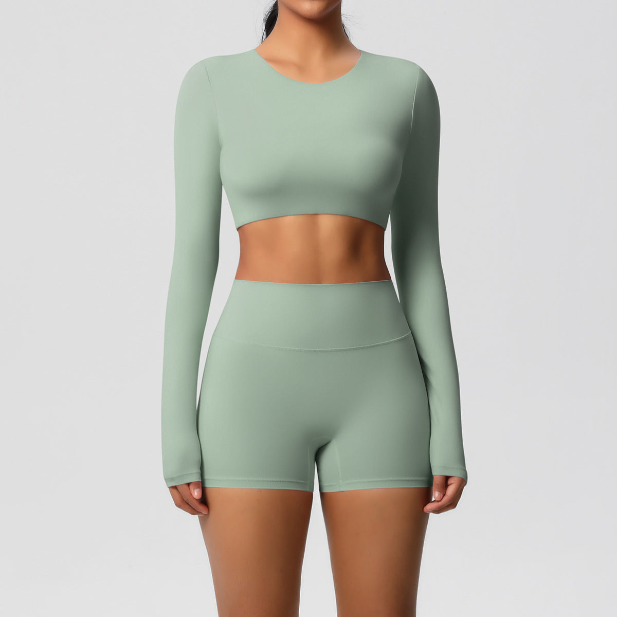 Conjunto deportivo de dos piezas de yoga a la moda para mujer, color liso