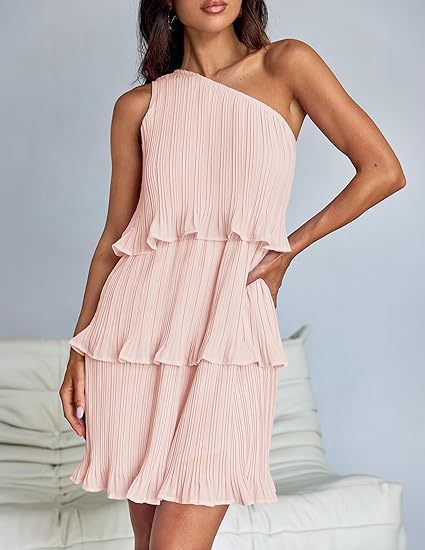 Women Fashion Sexy Solid Color Spliced Ruffled Dress