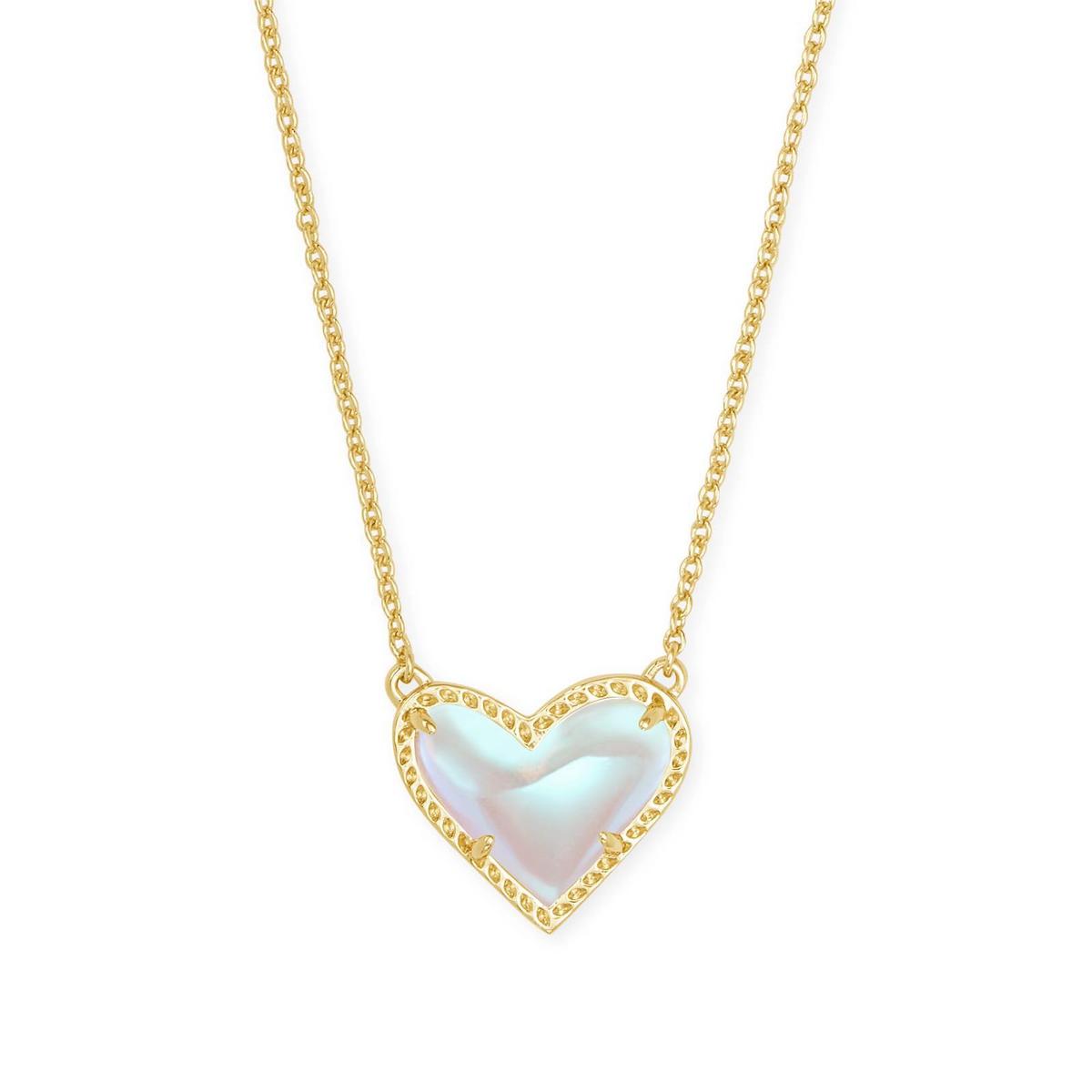 Women Fashion Simple Heart Natural Stone Copper Necklace