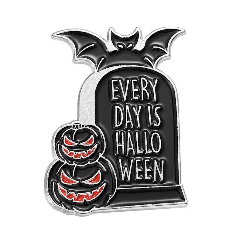 Halloween Unisex Dark Book Heart Bat Tombstone Boots Metal Brooches