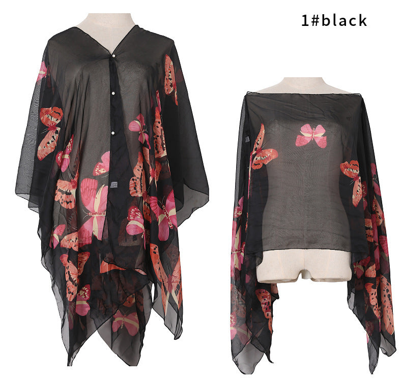 Chal de verano con estampado de mariposas para mujer