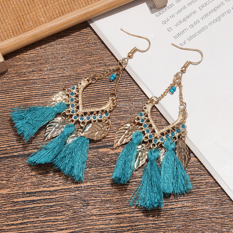 Pendientes con borlas retro de estilo étnico bohemio