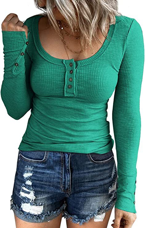 Women Fashion Solid Color Long Sleeve Blank T-Shirt