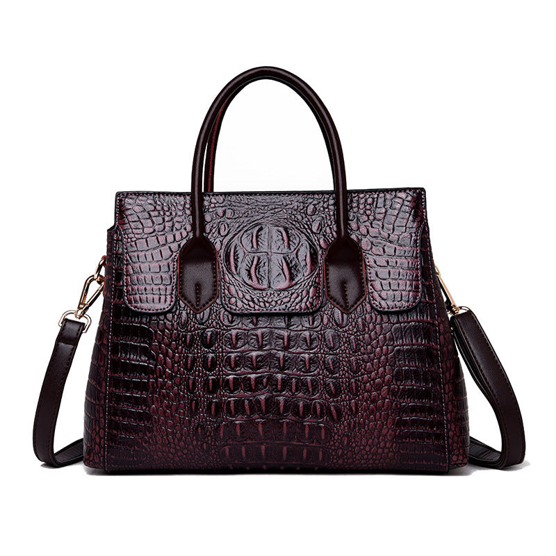 Bolso de mano informal de PU con estampado de cocodrilo para mujer