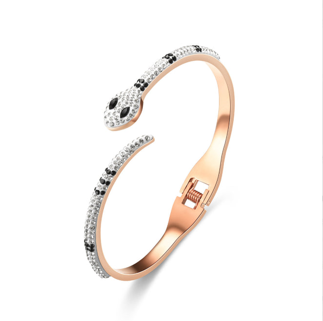 Pulsera de serpiente con circonitas cúbicas sencillas a la moda para mujer