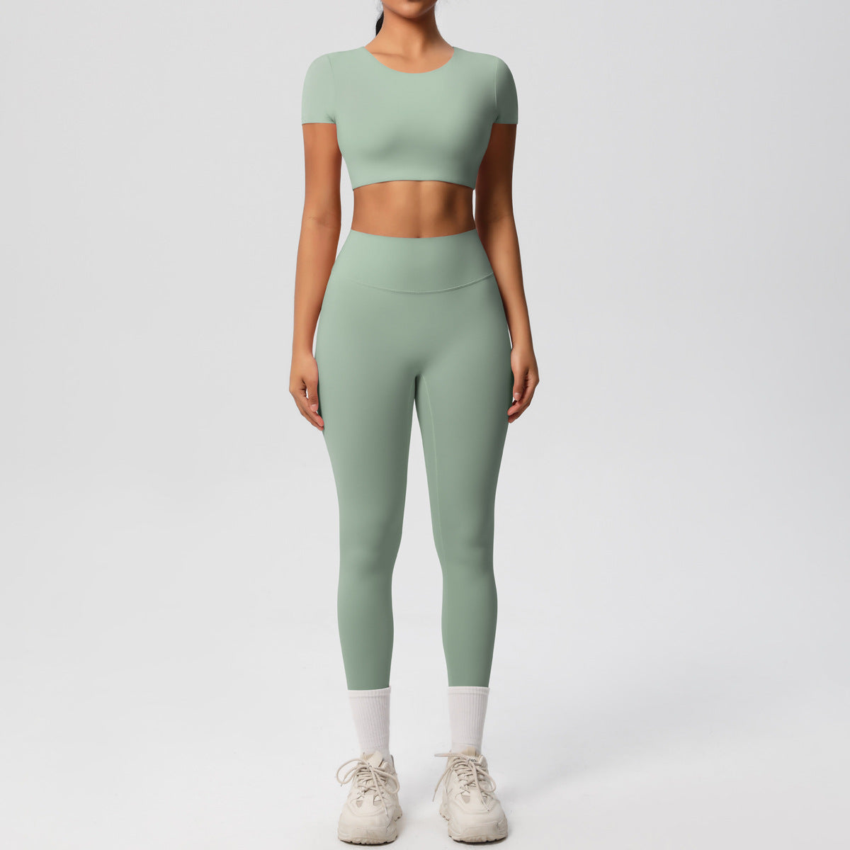 Ensemble de sport deux pièces de yoga pour femmes, couleur unie
