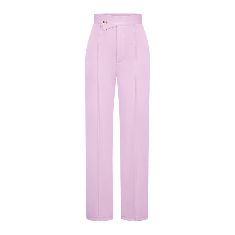 Pantalones anchos de color liso informales de moda para mujer