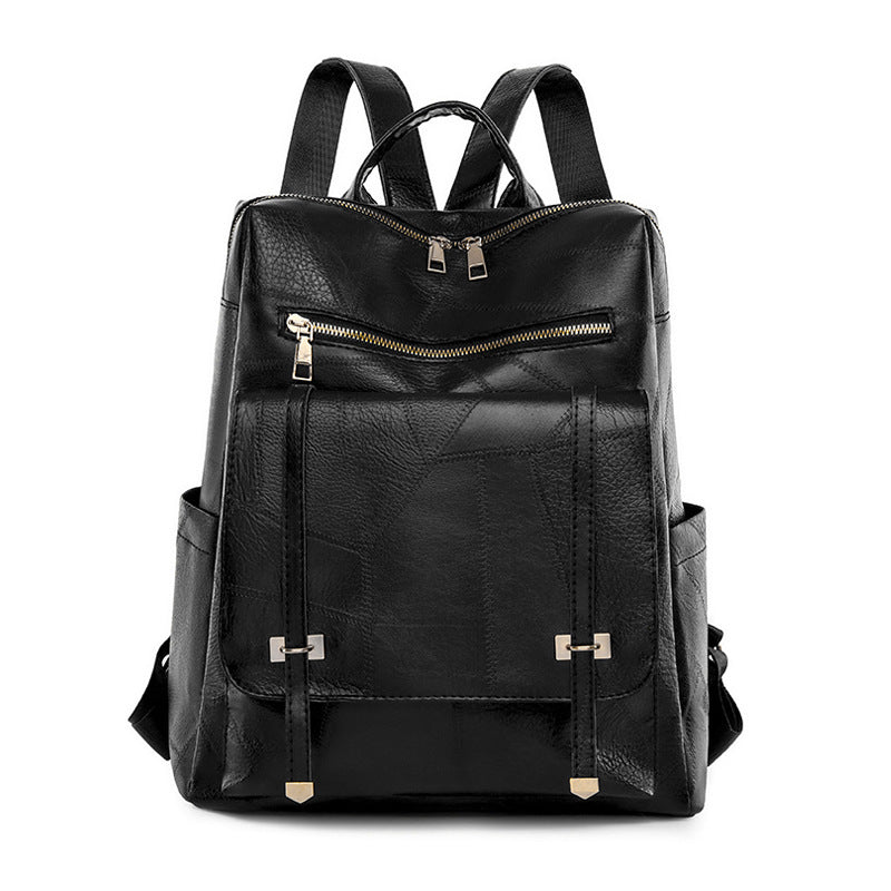 Women Fashion Vintage PU Zipper Backpack