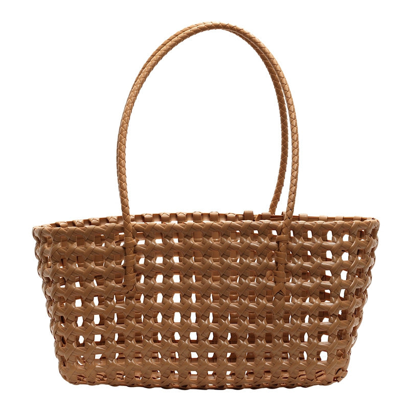 Handmade Woven Fabric Beach Tote with Vegetable Basket Style