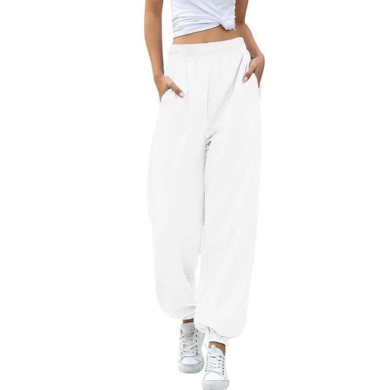 Women Casual High Waist Polyester Loose Pants