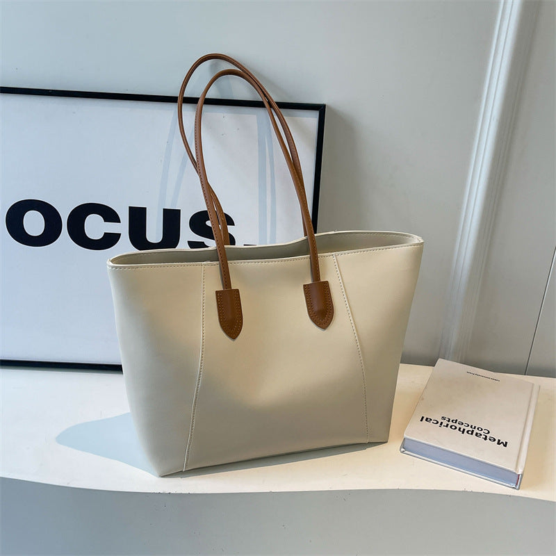 Bolso de mano informal, sencillo, de color sólido y gran capacidad para mujer