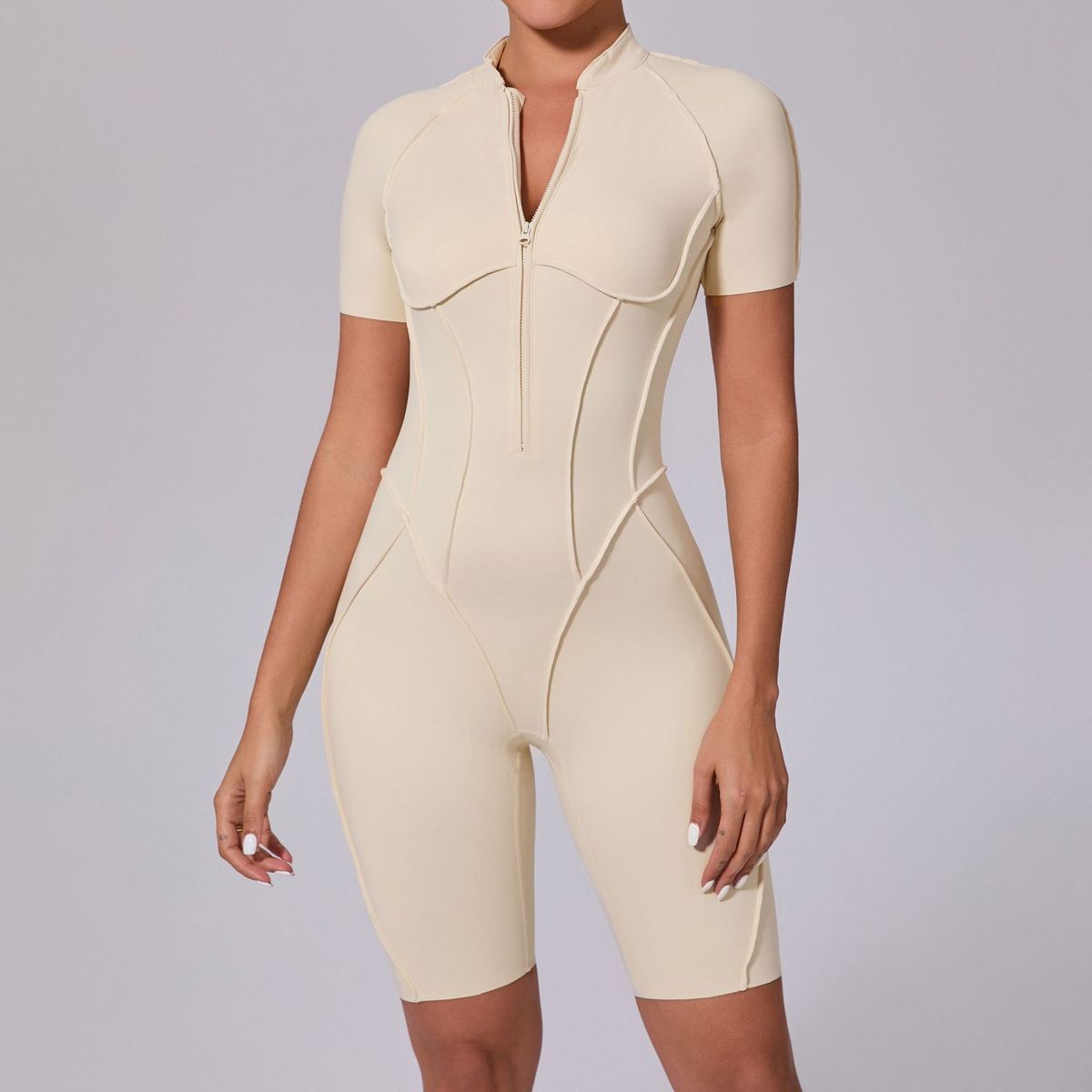 Summer Zipper Short-Sleeved Yoga Rompers
