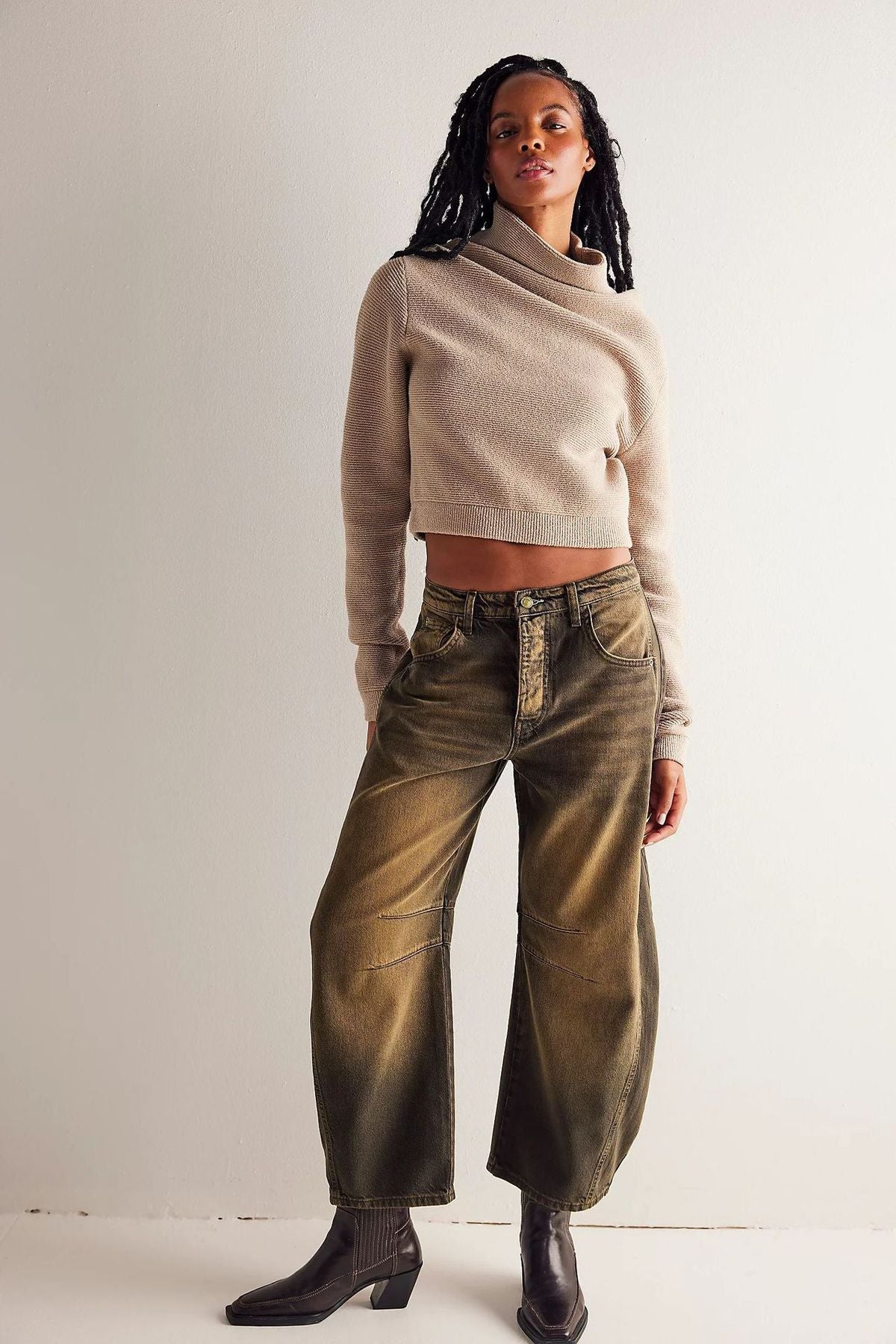 Pantalones vaqueros holgados informales de algodón y poliéster con estilo para mujer