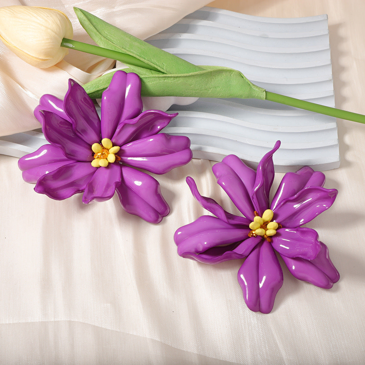 Women Fashion Creative Exaggerated Big Flower Earrings