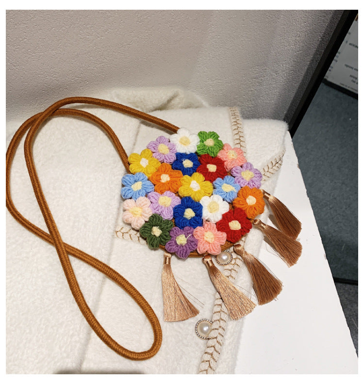Bolso bandolera con borlas étnicas bohemias