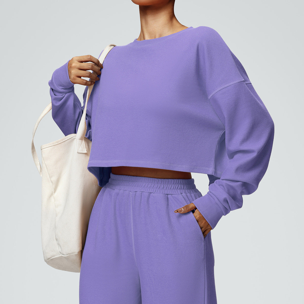 T-shirt de sport décontracté à manches longues pour femme, couleur unie