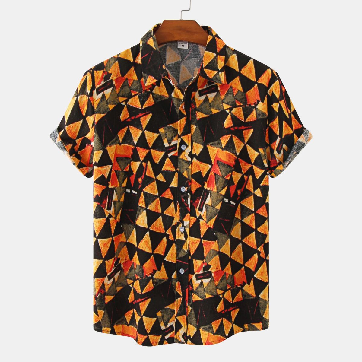 Camisa de verano para hombre con rayas y flores diminutas en 3D